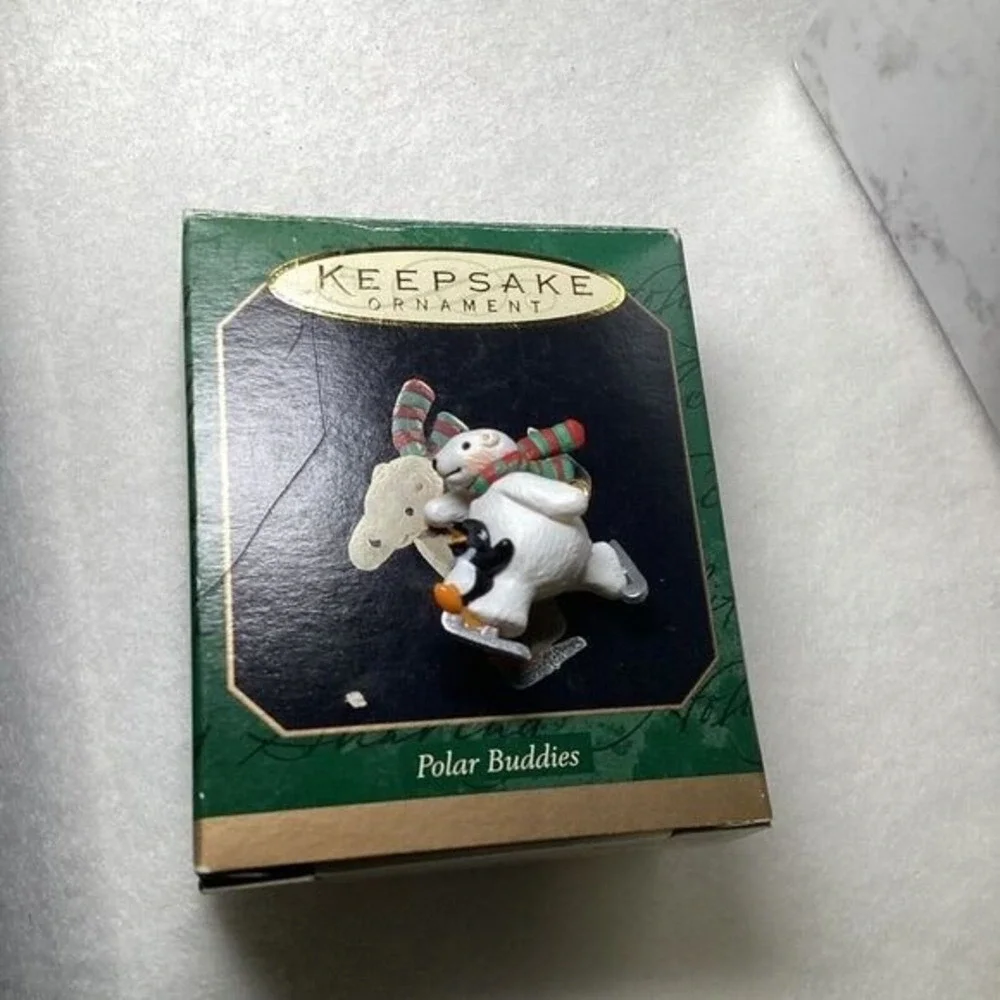 Hallmark Keepsake Miniature Ornament Lot 4pc Victorian Skater Polar Buddies 90s